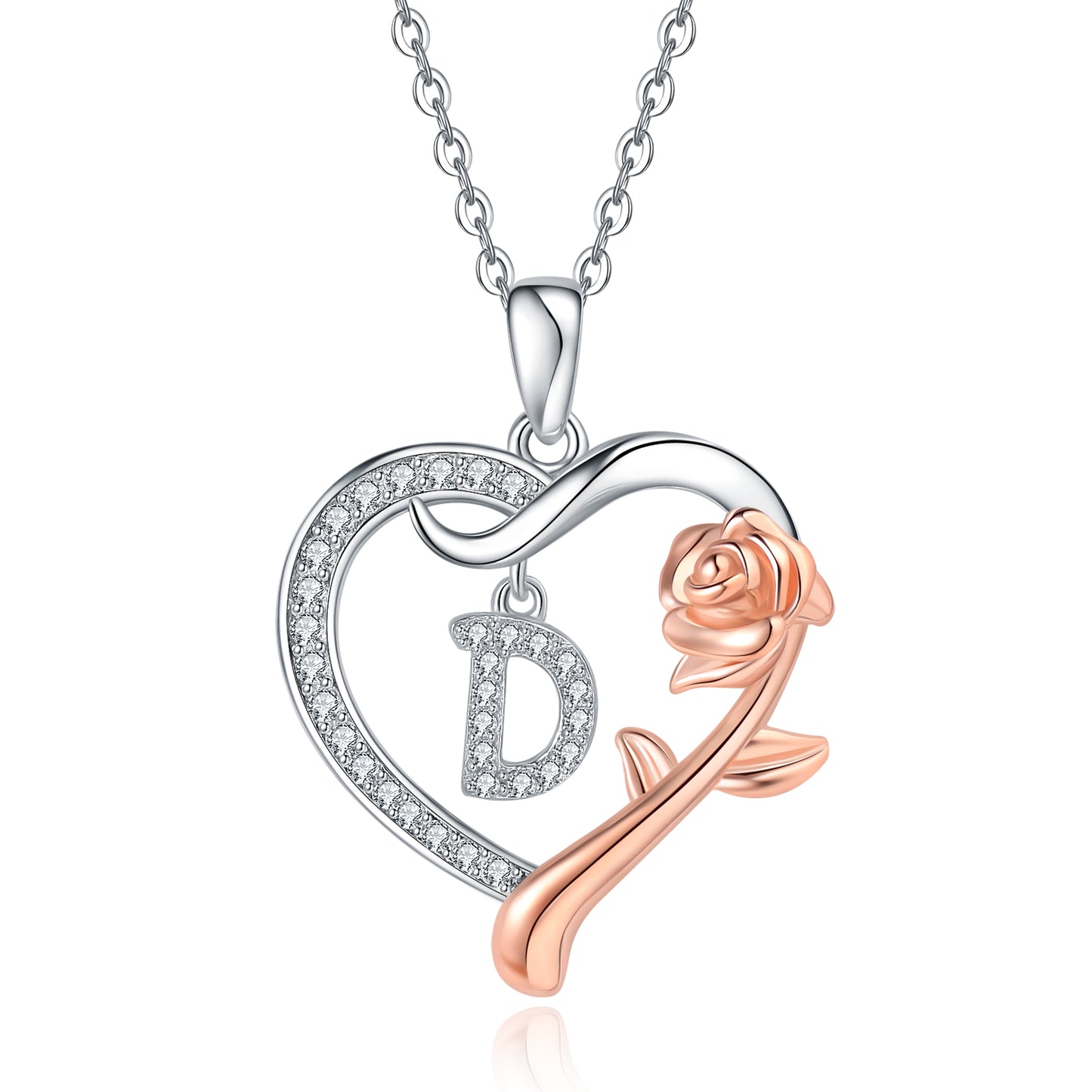 ROSE HEART INITIAL NECKLACE