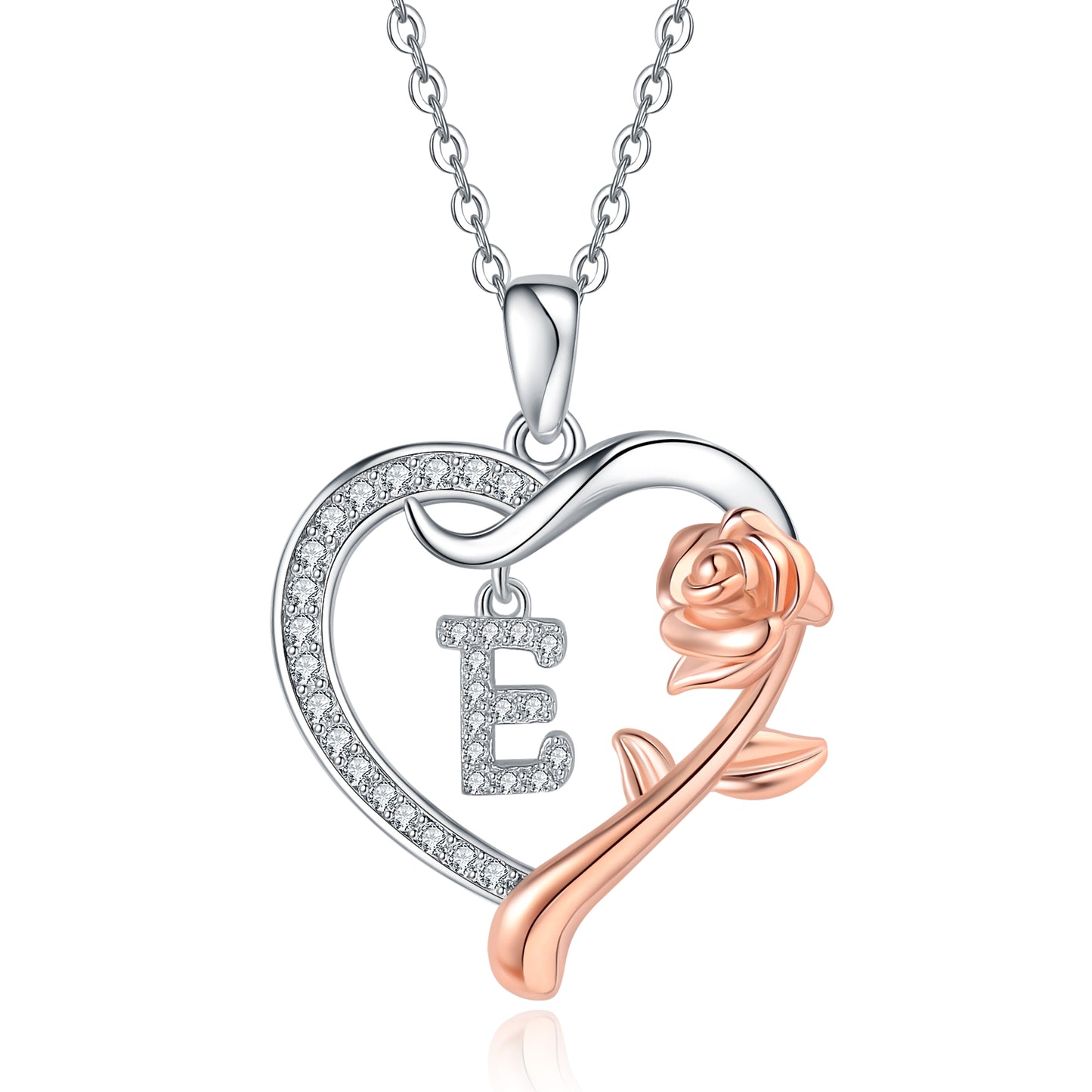 ROSE HEART INITIAL NECKLACE