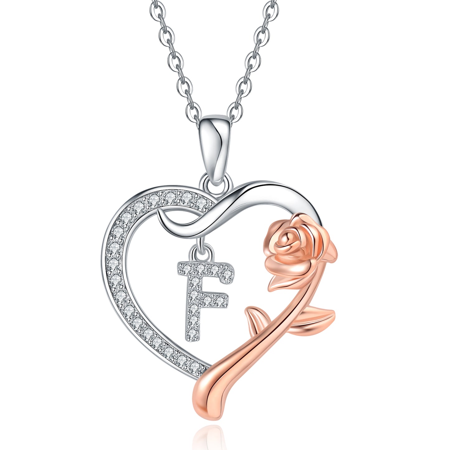 ROSE HEART INITIAL NECKLACE