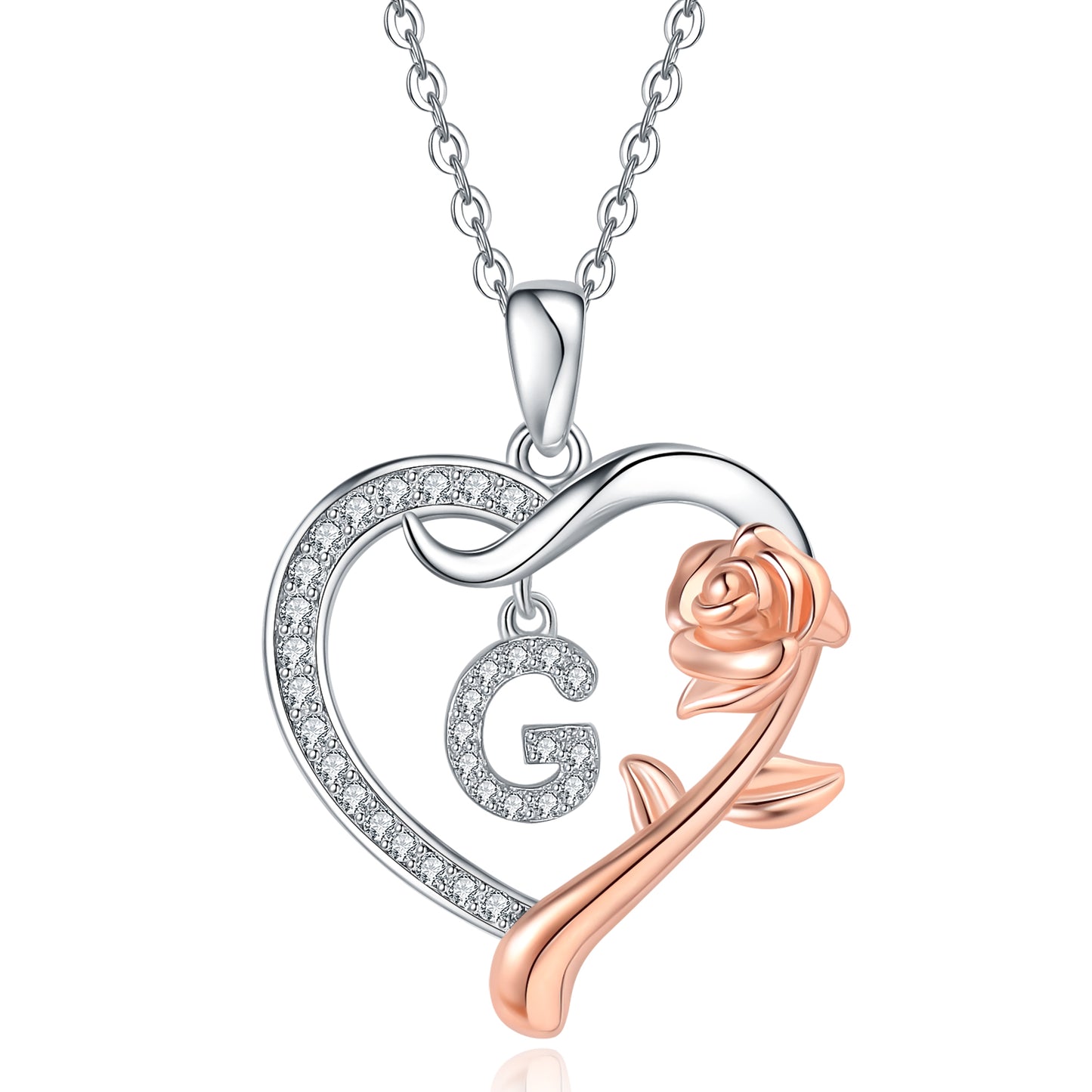 ROSE HEART INITIAL NECKLACE