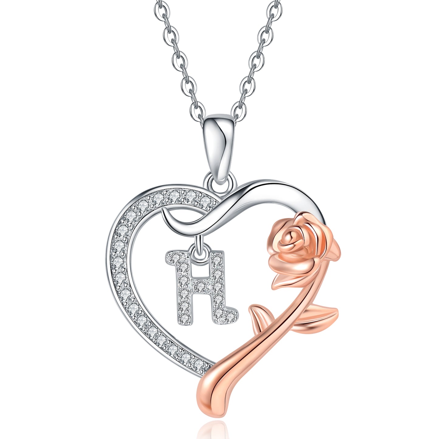 ROSE HEART INITIAL NECKLACE