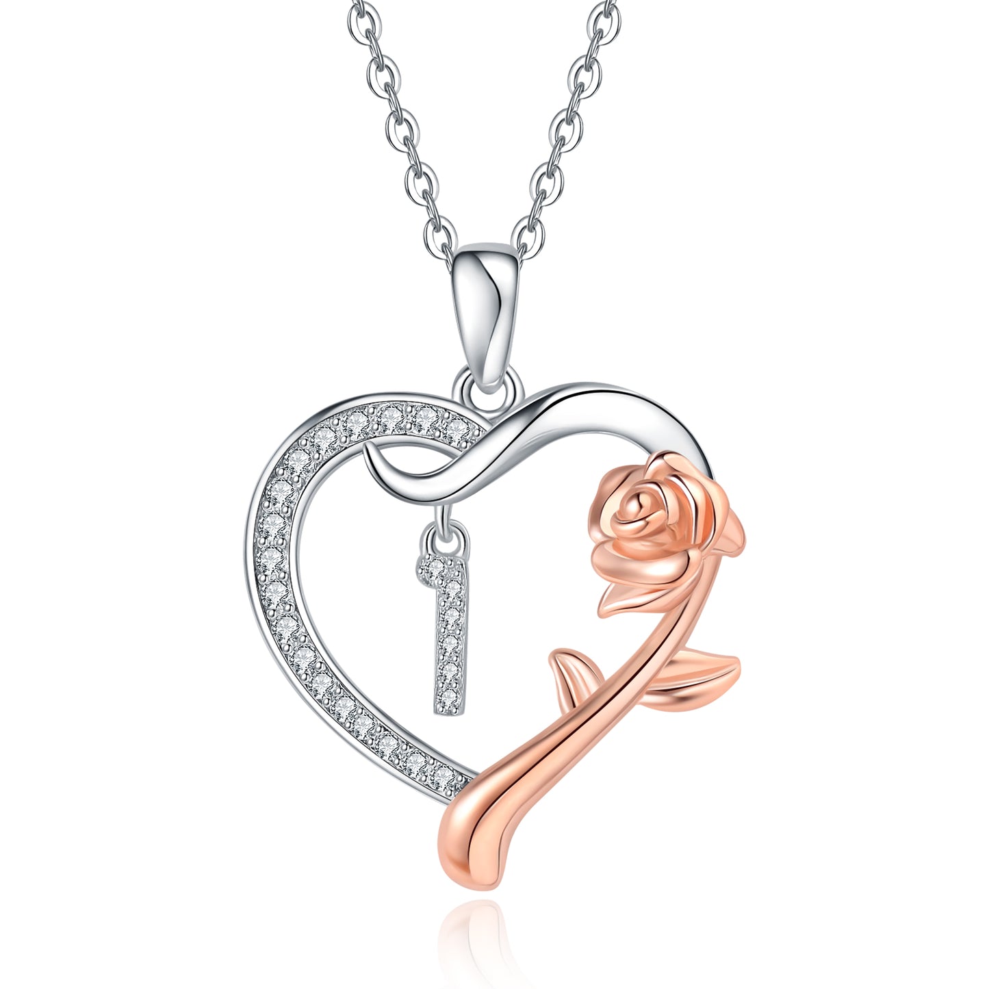 ROSE HEART INITIAL NECKLACE
