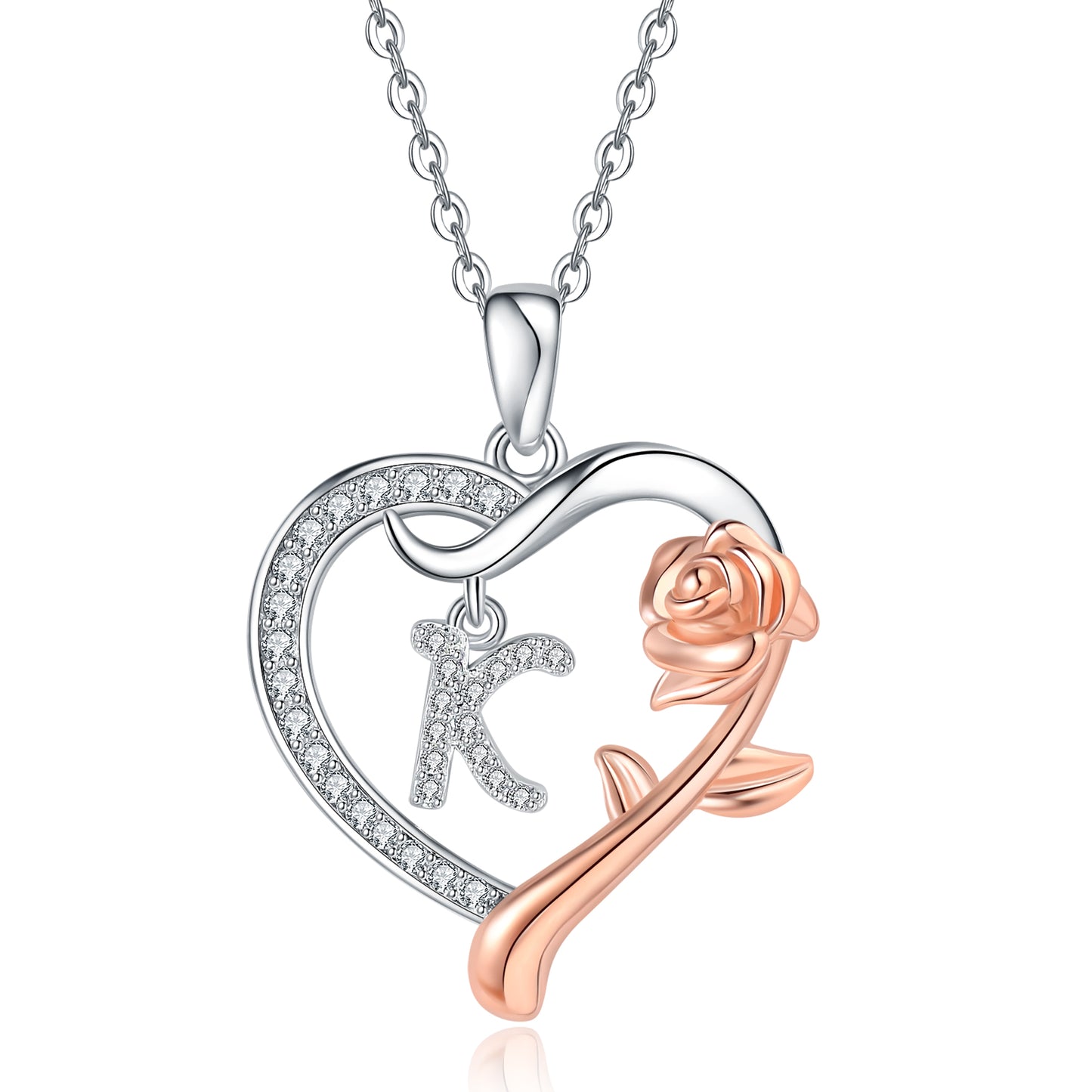 ROSE HEART INITIAL NECKLACE