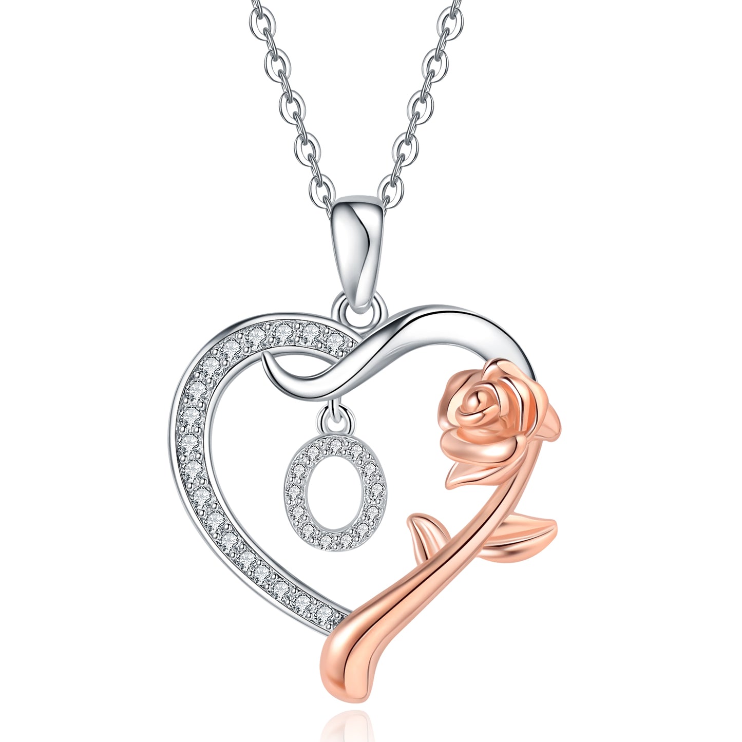 ROSE HEART INITIAL NECKLACE