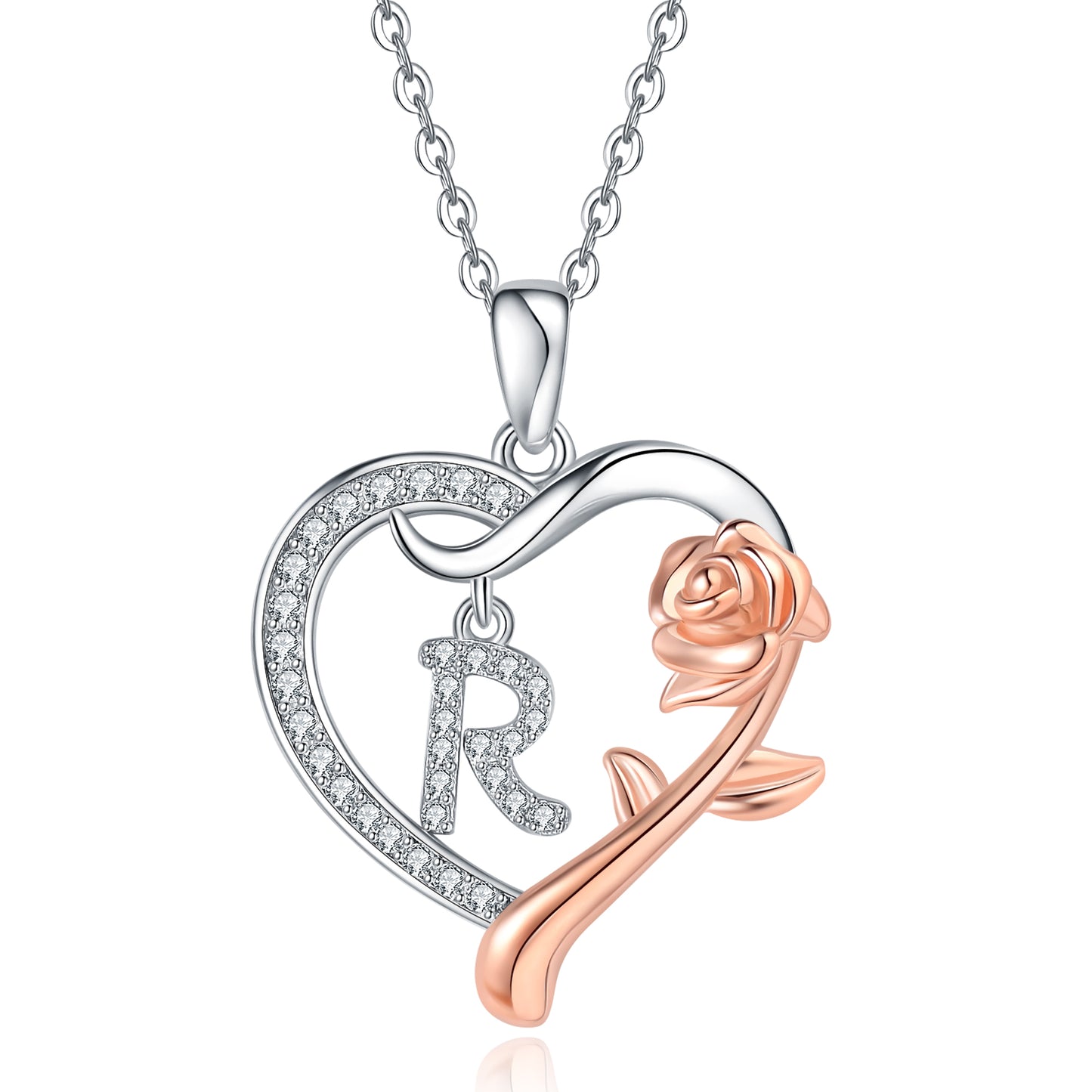 ROSE HEART INITIAL NECKLACE