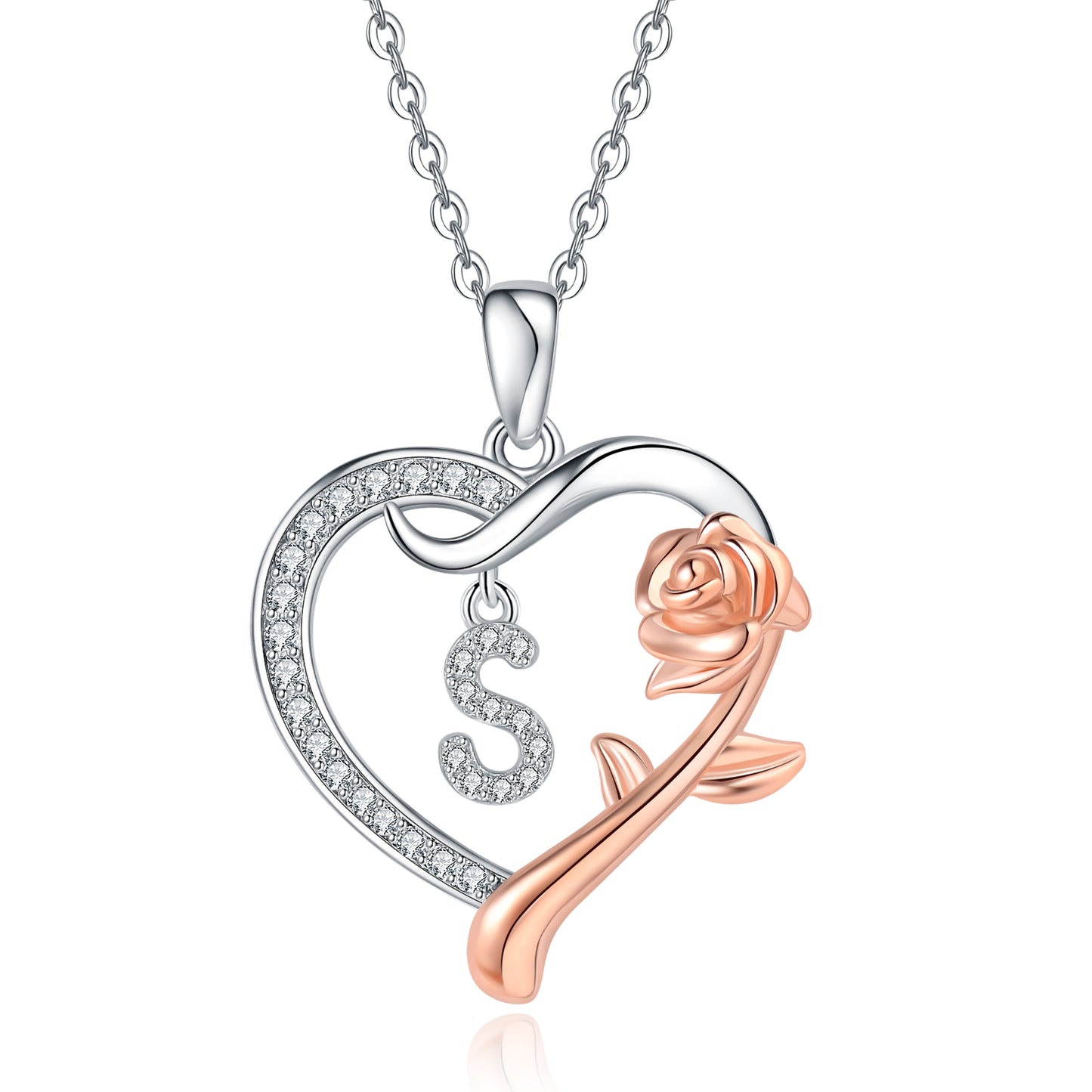 ROSE HEART INITIAL NECKLACE