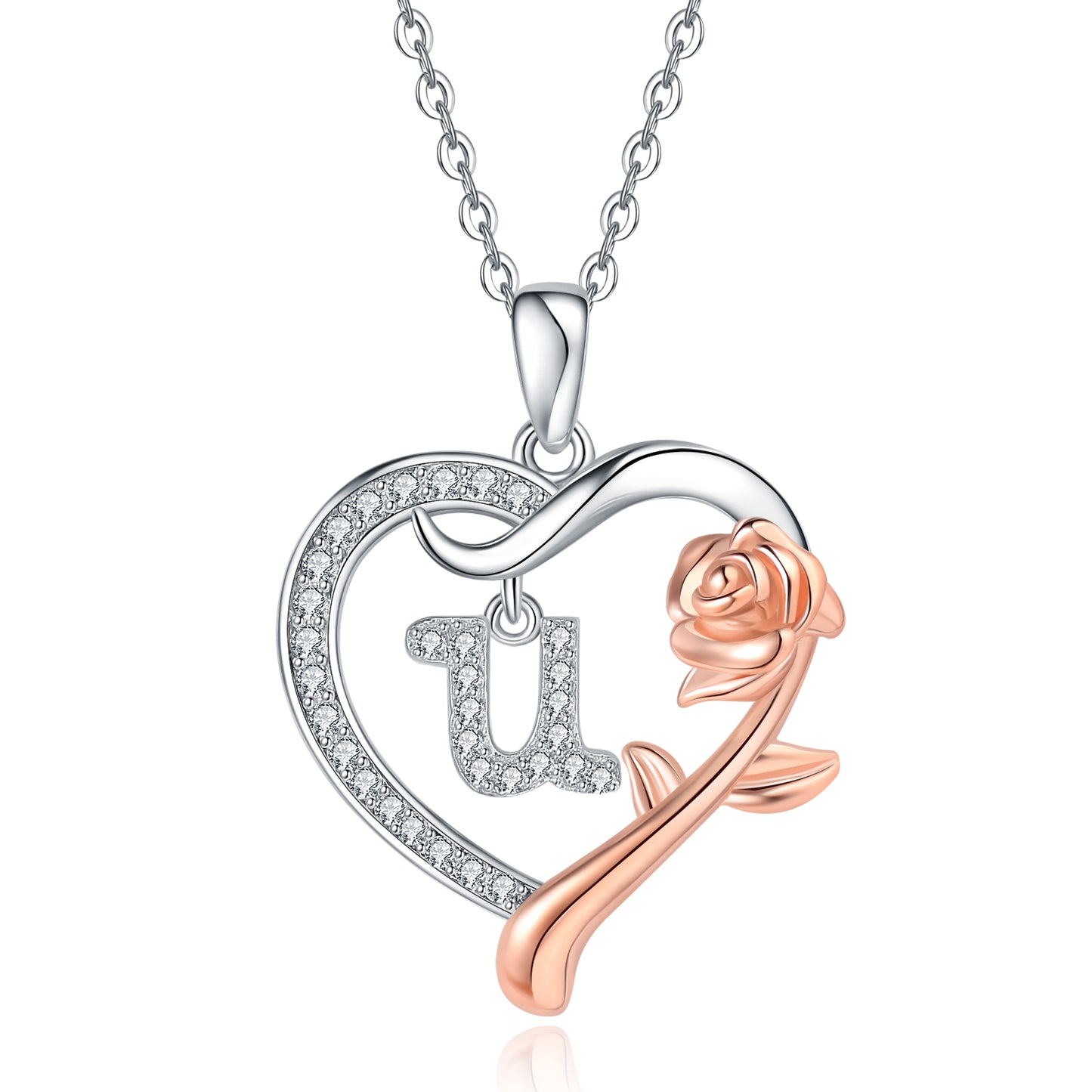 ROSE HEART INITIAL NECKLACE