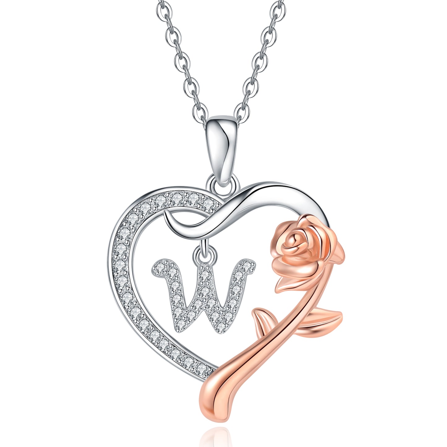 ROSE HEART INITIAL NECKLACE