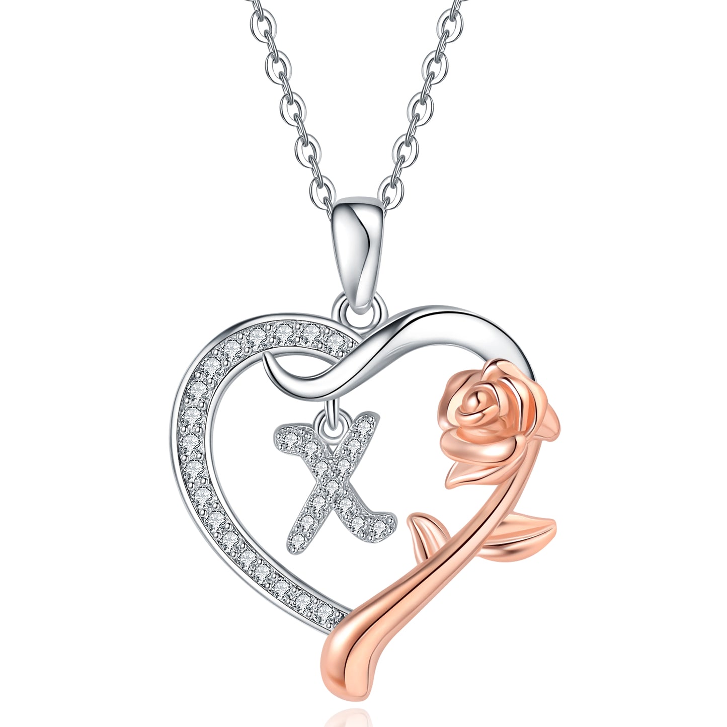 ROSE HEART INITIAL NECKLACE