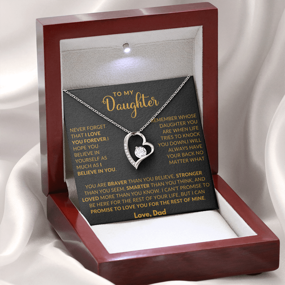 To My Daughter Love Heart Necklace From Dad