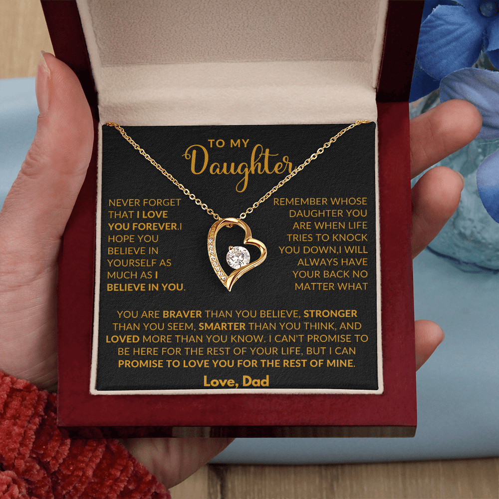 To My Daughter Love Heart Necklace From Dad