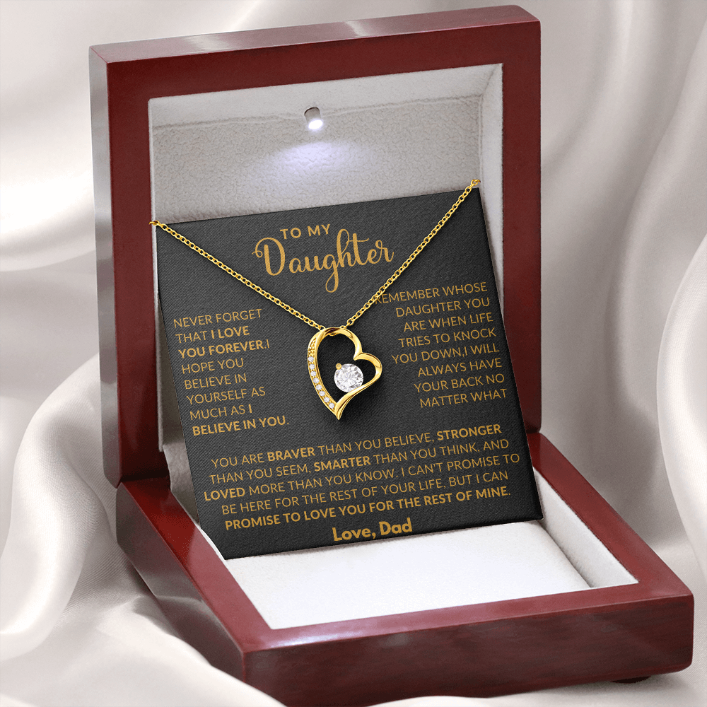 To My Daughter Love Heart Necklace From Dad