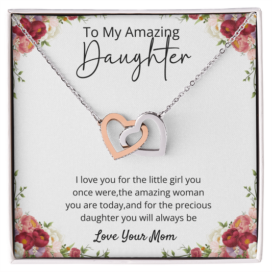 to amazing daughter from mom interlock heart neckalce