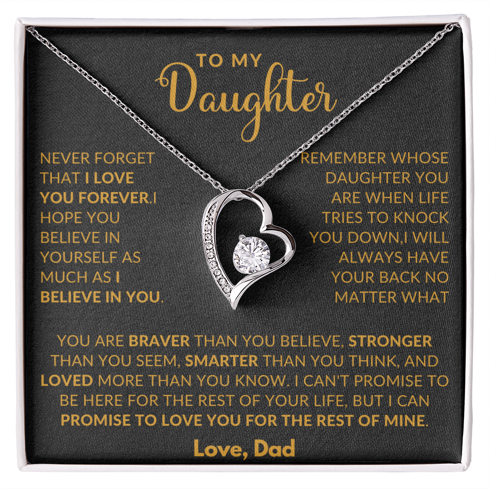 To My Daughter Love Heart Necklace From Dad