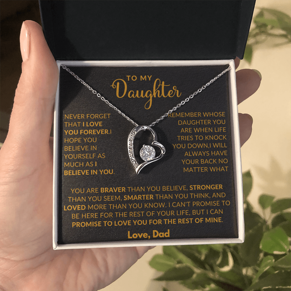 To My Daughter Love Heart Necklace From Dad