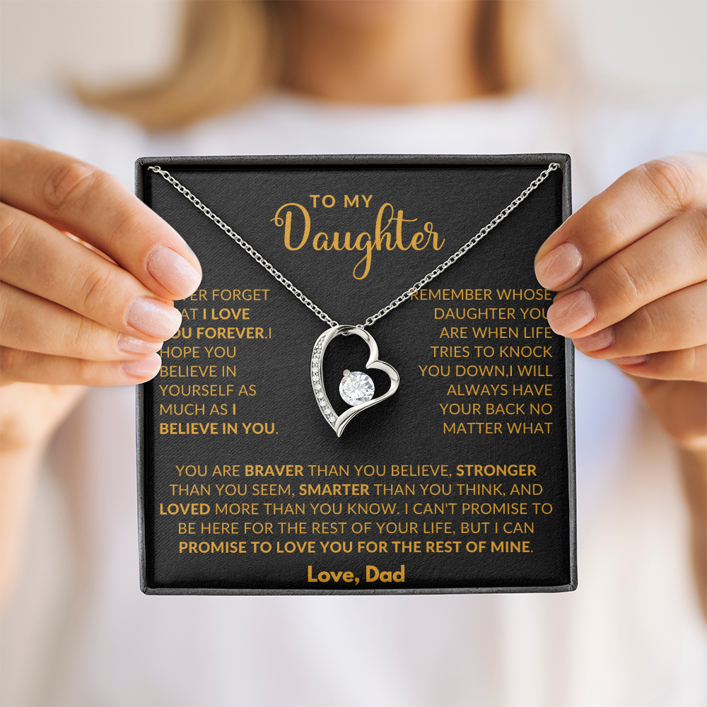 To My Daughter Love Heart Necklace From Dad