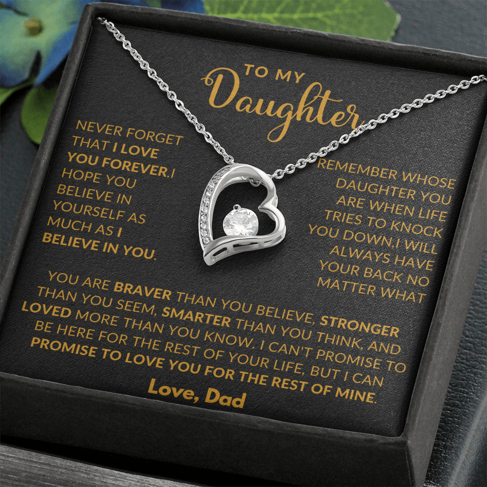 To My Daughter Love Heart Necklace From Dad