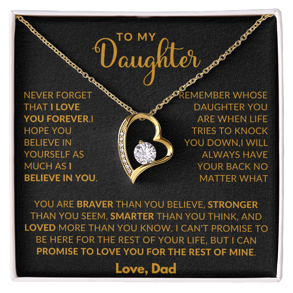 To My Daughter Love Heart Necklace From Dad