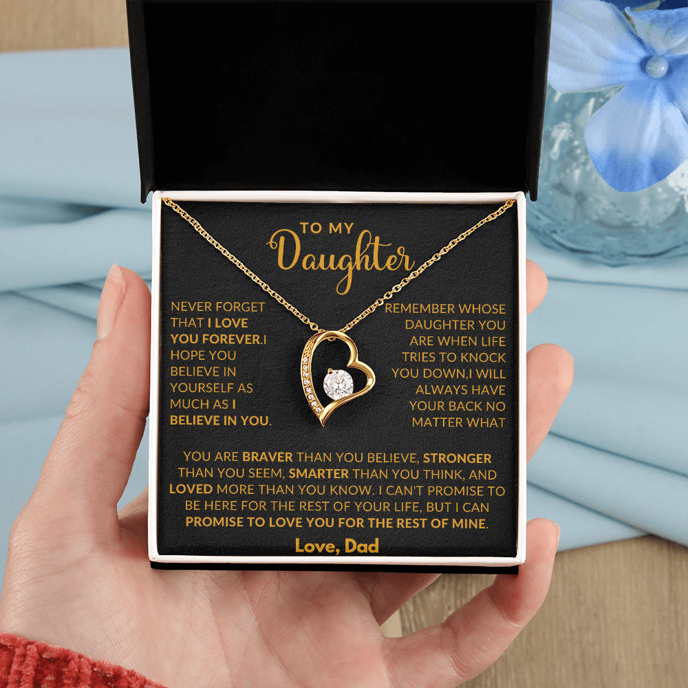 To My Daughter Love Heart Necklace From Dad