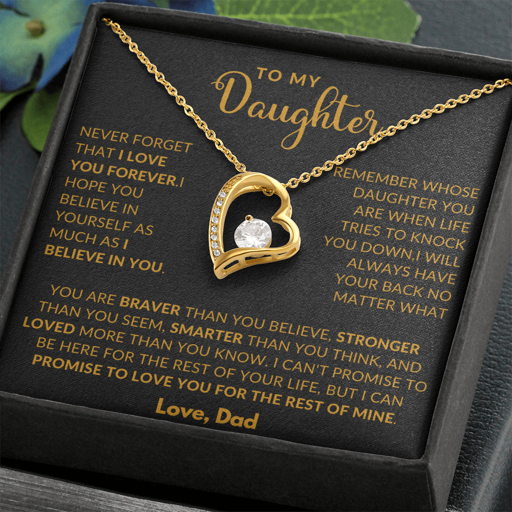 To My Daughter Love Heart Necklace From Dad